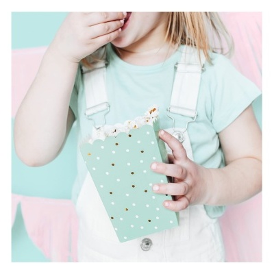 Caixas para pipocas verde menta/dourado