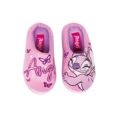Pantufas/Chinelos com sola em borracha rosa Angel Stitch