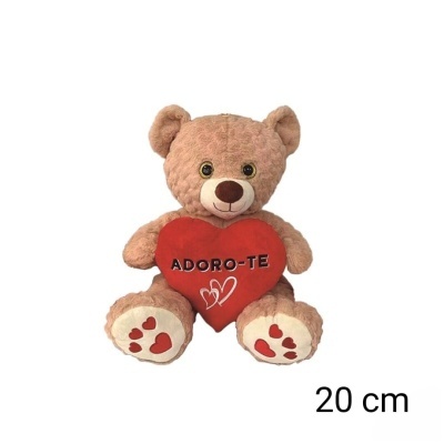 Urso de peluche com coração "Adoro-te" 20cm