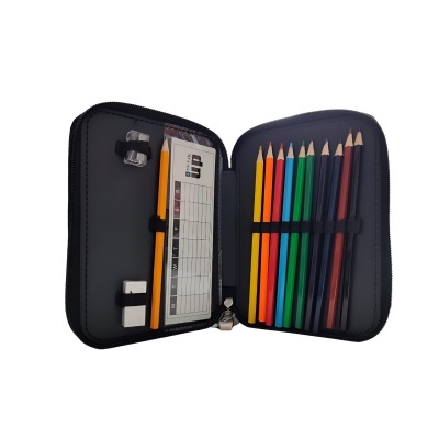 Estojo duplo com material T-Rex