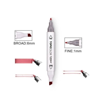 Marcador duplo vermelho TOPCOLOR Campus com ponta larga de 6mm e ponta fina de 1mm