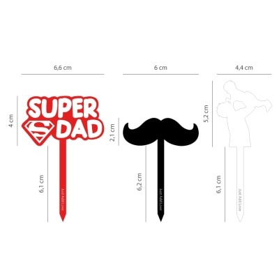 Cake toppers acrílico "Super Pai"