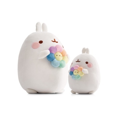Peluche Molang com flor arco-íris em caixa | Nici