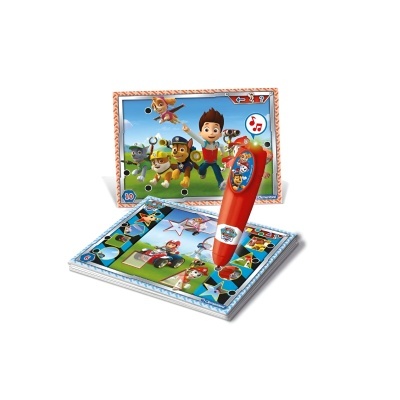 Brinquedo interativo da Patrulha Pata com caneta eletrónica vermelha e base de jogo colorida