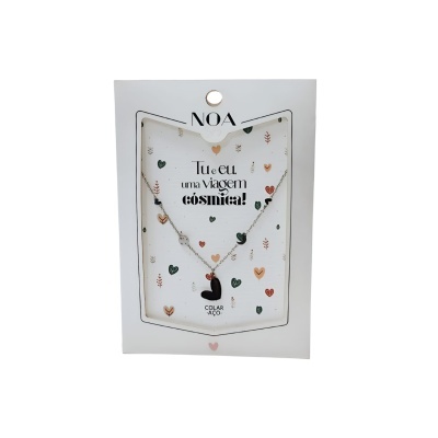 Colar prateado aço "Tu e eu,uma viagem cósmica!" | Noa Story