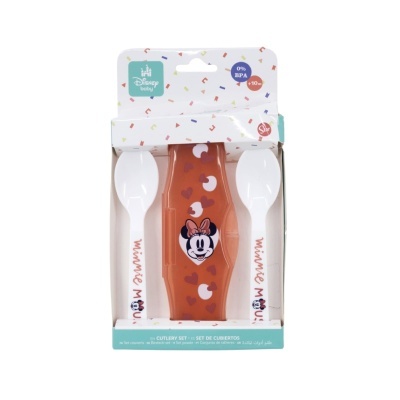 Conjunto de talheres Disney bebé com duas colheres e estojo decorado Minnie