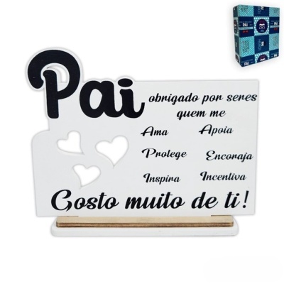 Placa de madeira “Pai Gosto Muito de Ti”