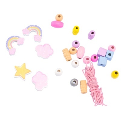 Missangas de madeira arco-íris