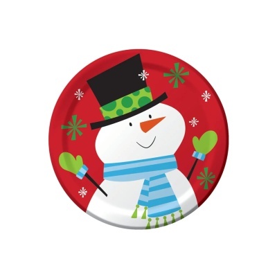 Pratos de papel de Natal Frosty Friends 17cm