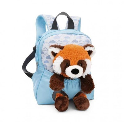 Mochila azul com peluche panda 25cm Travel Friends Nici