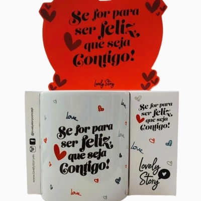 Caneca cerâmica "Se for para ser feliz que seja contigo"