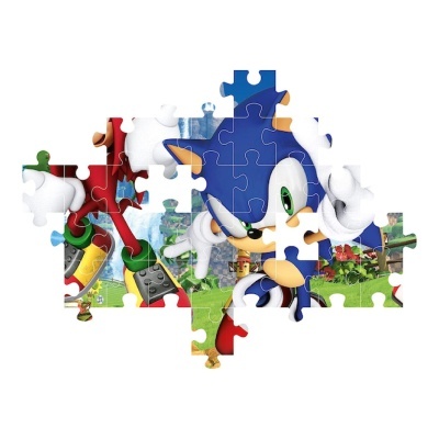 Puzzle de personagens de videojogo parcialmente montado com cores vibrantes