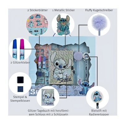 Set diário glitter | Stitch