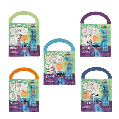 Mini Livro de atividades/colorir + 3 Lápis de Cera Stitch