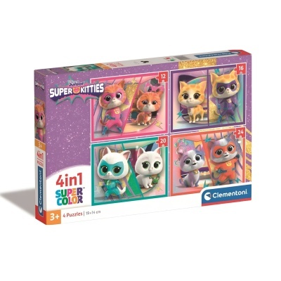 Puzzle Supper Kitties progressivo 4 em 1 | Clementoni