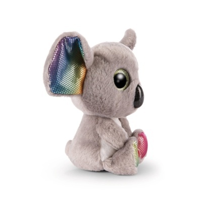 Pelúcia de coala cinzenta com partes multicoloridas brilhantes