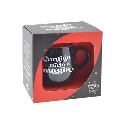 Caneca cerâmica oval "Contigo Tudo é Magia" | Lovely Story