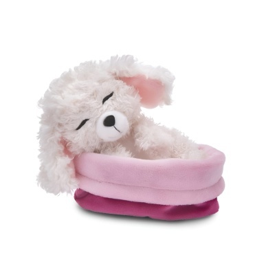 Peluche em Cesto Cão Branco 12cm | Sleeping Pets