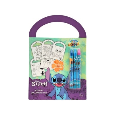 Mini Livro de atividades/colorir + 3 Lápis de Cera Stitch