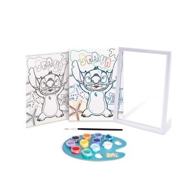 Kit de pintura com telas para pintar, pincel e paleta de tintas coloridas