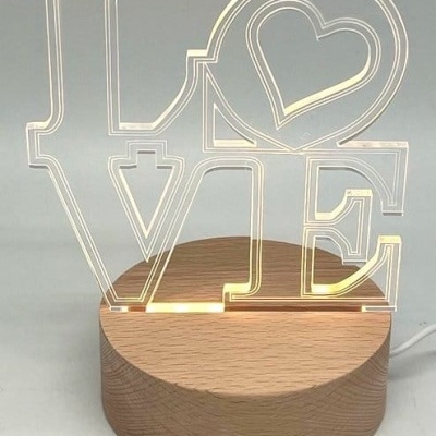 Placa acrílica "Love" com Led