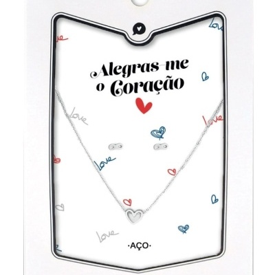Conjunto colar coração e brincos infinito - aço prateado “Alegras-me o coração” | Noa Story