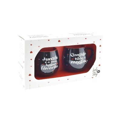 Conjunto de duas canecas cerâmica ovais | Lovely Story