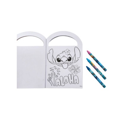 Mini Livro de atividades/colorir + 3 Lápis de Cera Stitch