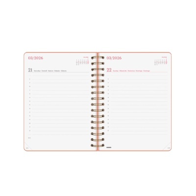 Agenda diária A5 2026 Espiral Alma Coral | Finocam