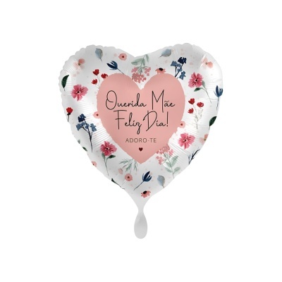 Balão Metálico Coração "Querida Mãe Feliz Dia!" 43cm