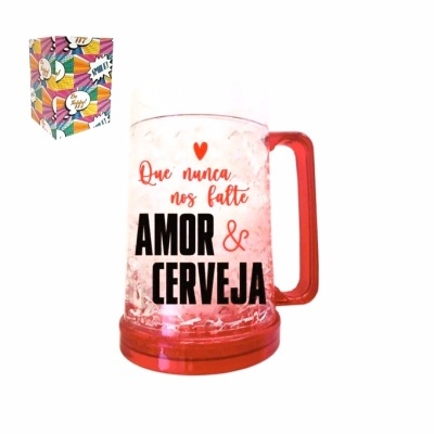 Caneca de gelo "Que nunca nos falte Amor & Cerveja"