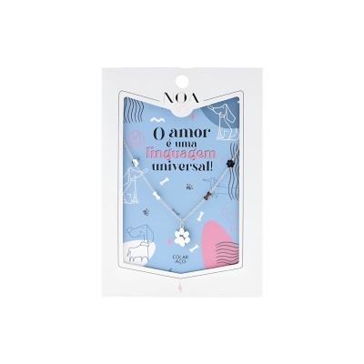 Colar prateado aço "O amor é uma linguagem universal" | Noa Story