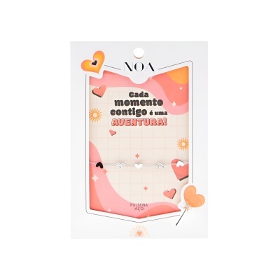 Pulseira prateada aço "Cada momento contigo é uma Aventura!" | Noa Story