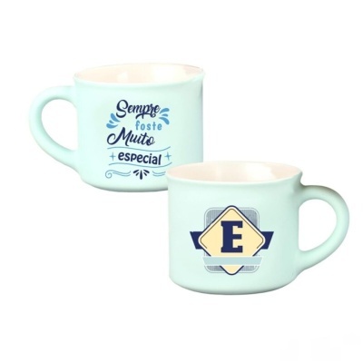 Chávena café aveludada Azul "E"