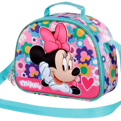 Bolsa infantil Minnie com padrão floral colorido