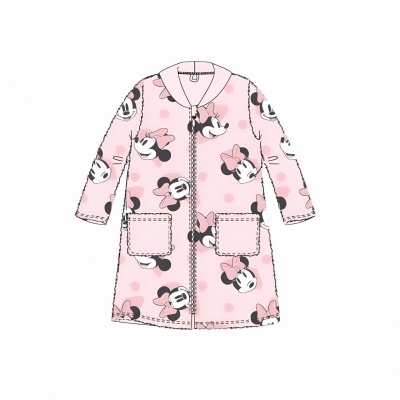 Casaco infantil cor-de-rosa com padrão de cabeças da Minnie e bolsos frontais