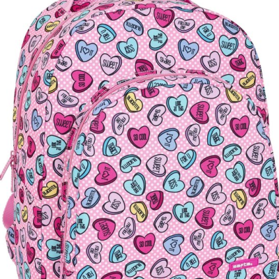 Mochila escolar Safta rosa corações