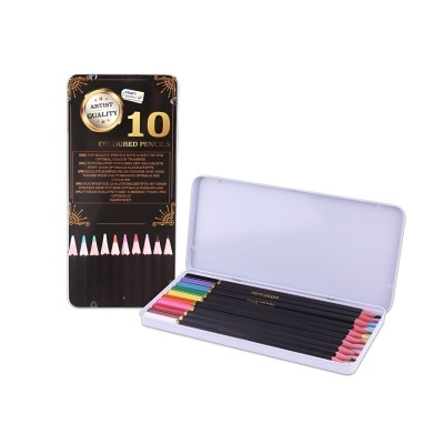 Lápis de cor em caixa metálica