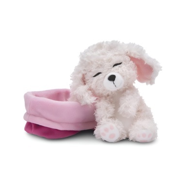 Peluche em Cesto Cão Branco 12cm | Sleeping Pets
