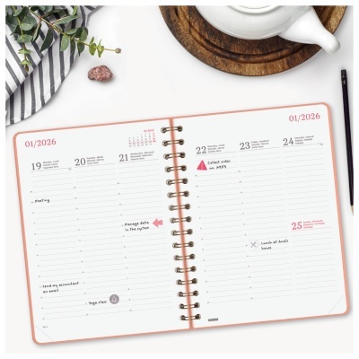 Agenda semanal A5 2026 Espiral Alma Coral | Finocam