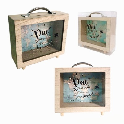 Mealheiro mala em madeira "Pai"