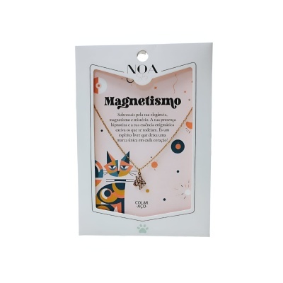Colar dourado aço com  gato "Magnetismo" | Noa Story