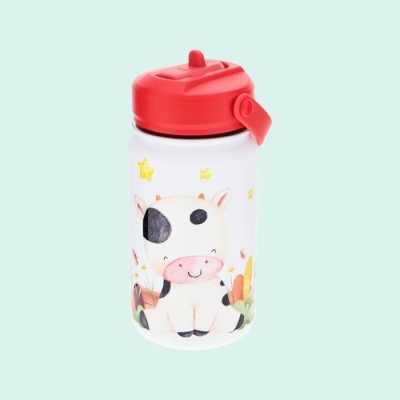 Garrafa térmica infantil com palhinha Ice/Red Cow 330ml | Aurea Kids Garrafa térmica infantil com palhinha Ice/Red Cow 330ml | Aurea Kids