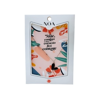 Colar prateado aço "Mãe, contigo o meu coração fica contente" | Noa Story
