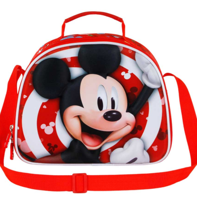 Mala infantil vermelha com imagem do Mickey Mouse