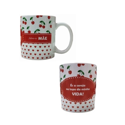 Caneca cerâmica "Mãe és a cereja no topo da minha vida"