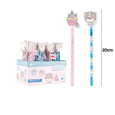 Lápis HB com borracha hexágono sortido Happy Friends