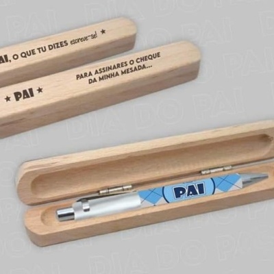 Esferográfica em caixa de madeira "Pai"