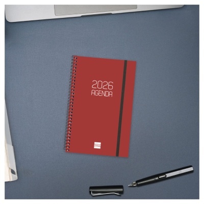 Agenda semanal 2026 Espiral Beta Vermelho | Finocam