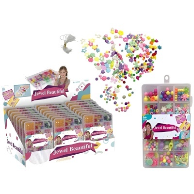 Caixa de missangas sortidas coloridas